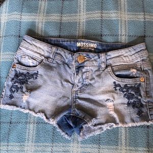 3 for $20!  Embroidered distressed denim shorts